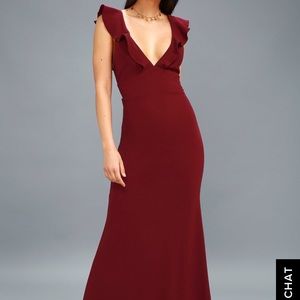 Lulus perfect opportunity burgundy maxi dress